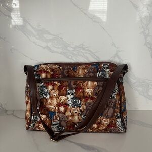 Teddy Bear Print Shoulder Bag
